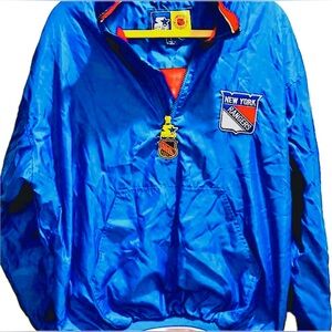 90’s STARTER JACKET | VINTAGE NY RANGERS WINDBREAKER | PULLOVER |QUARTER-ZIP